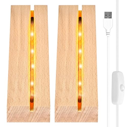 Seasboes LED Lichter Display Basis, 2 Stück LED Lichter Display Basis Leuchtsockel, Desktop LED Leuchten Sockel, Display-Basis mit USB-Schalter, Rechteckig LED-Lichter Display Ständer für Tischdisplay