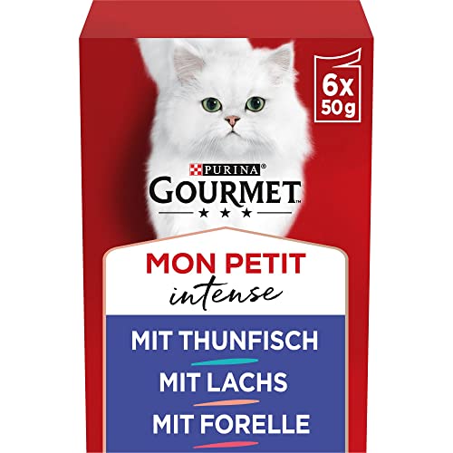 Gourmet PURINA GOURMET Mon Petit Intense Katzenfutter nass, Fisch-Variationen, 8er Pack (8 x 6 Beutel à 50g )