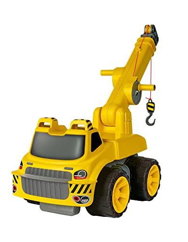 BIG - Power-Worker Maxi-Kran (Gelb) - Großer Spielzeug-Kran Mit Seilwinde und Ausfahrbarem Arm, Kinder-Fahrzeug Ab 3 Jahren (Bis 50 kg Belastbar)