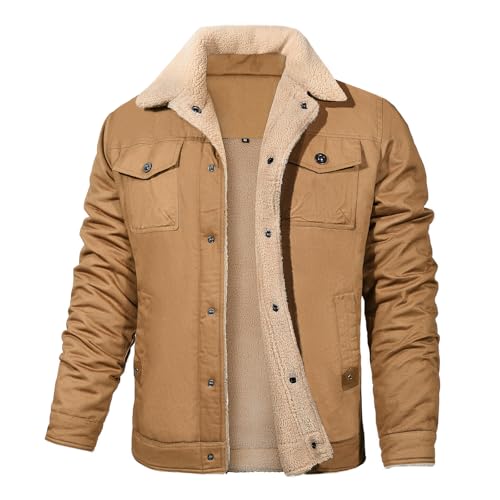 Svanco Bomberjacke Herren Winter Pilotenjacke Gefüttert Winterjacke Lang Warm Thermojacke Dicke Fleecejacke Outdoor Fliegerjacke mit 5 Taschen