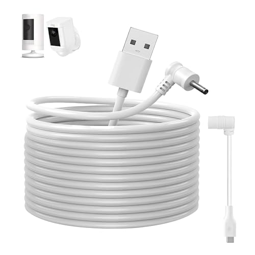 Tyeyober 17 ft/5.2M, 26.2ft/8 M, 34 ft/10.4M langes USB & DC Ring Stromkabel, kompatibel mit Ring Stick Up Cam Batterie, Ring Stick Up Cam Batterie 3rd Gen/2nd Gen,Ring Spotlight Cam Battery Kamera