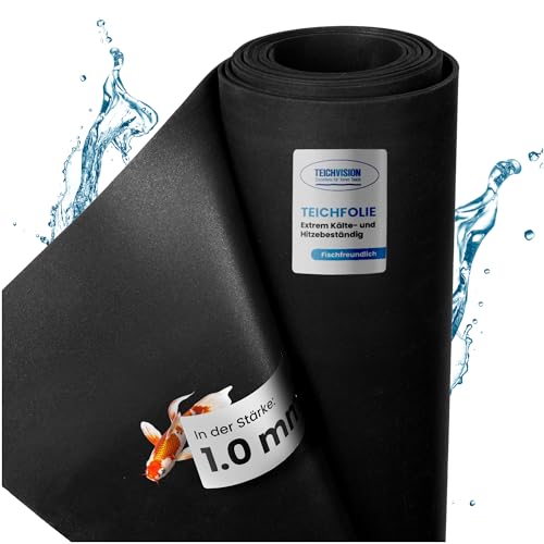 TeichVision - Premium EPDM Teichfolie Stärke 1 mm - 1,5 m x 1 m/naturgerechte EPDM Folie schwarz - besonders langlebig/auch geeignet als Hochbeet Folie wasserdicht