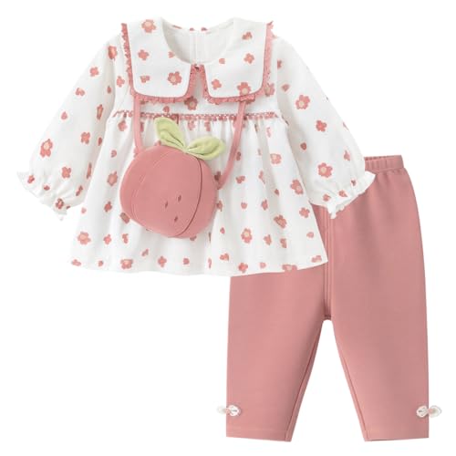 gurcooc Kinder Bekleidungssets für Baby-Mädchen Baumwolle Langarm Kleid Taille Hose Babykleidung Weiche Babyset, 6-30 Monate