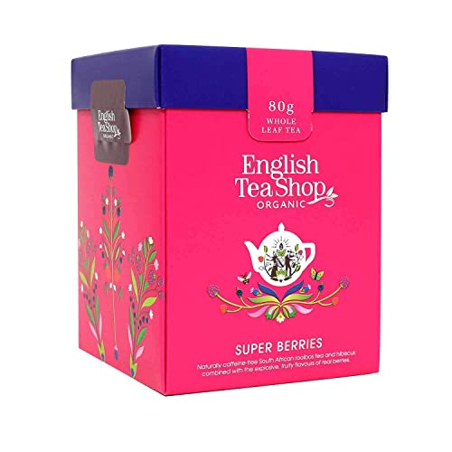 ETS - Teegeschenk Set "Super Beeren" Früchtetee, BIO, mit Holz-Teelöffel in origineller Origami Geschenk Box, 80g loser Tee
