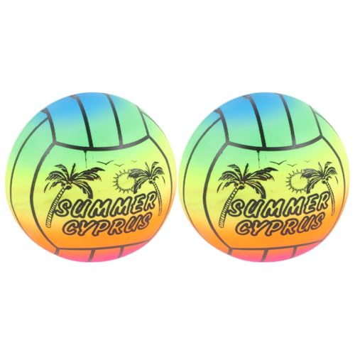 TOYANDONA Regenbogen Ball Ball Kinder 2st Regenbogen-Volleyball Volleyball Im Schwimmbad Pool-basketballkorb Aufblasbarer Volleyball PVC Volleyball Aufblasbarer Wasserball Wasserbälle Für