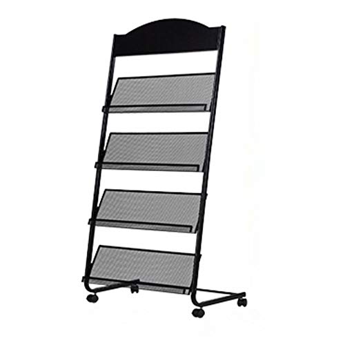 GENMO Stehender Zeitschriftenständer Informationsständer Lagerregal Zeitungsständer Display Rack Manuelles Buchregal Einzelseite Einfaches Eisen (Schwarz)