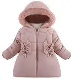 Happy Cherry - Mädchen Wintermäntel Dicker Jacke Kleinkind Winterjacke mit Kapuze für Schule Outdoor Sport Kinder Mäntel Warme Kleidung Kapuzenkleidung - 1-2 Jahre - Rosa