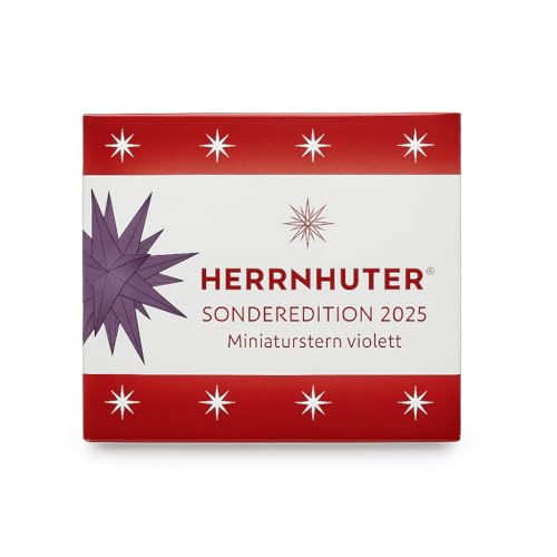 Herrnhuter - limitierter Stern Sonderedition 2025 - Miniaturstern - Violett - Größe: 8cm - mit LED Licht und 3 Meter Kabel, Netzteil NICHT inbegriffen