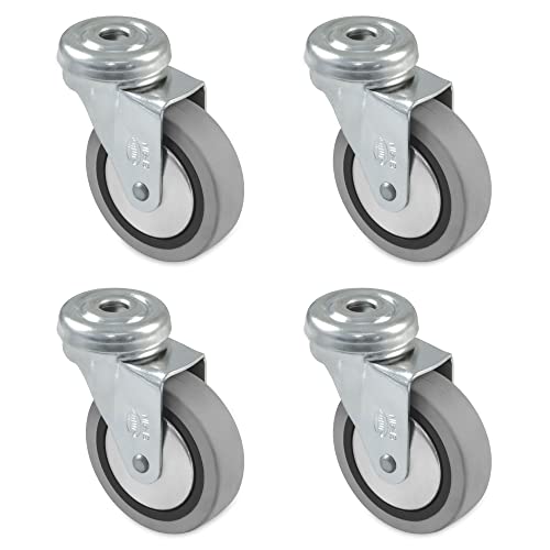 Amig - 4 Rollen für Möbel Mod. 2504 | mit Loch und Lager | Maße: Ø 50 mm | Maximale Belastung pro Rad: 25 kg | Hergestellt aus Gummi | Farbe Grau | ohne Bremse