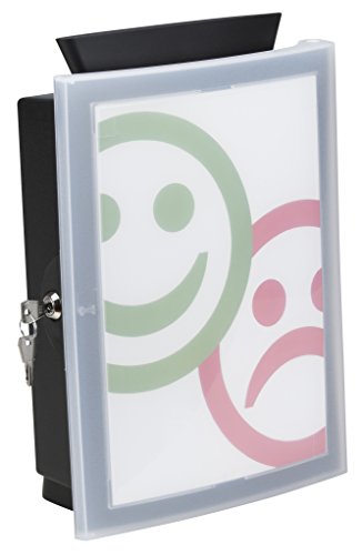 HAN Sammelbox IMAGE'IN mit transparenter abschließbarer Tür und auswechselbarem Motiv, Wahlurne, Spendenbox, Losbox, Aktionsbox - zur Wandmontage oder freistehend mit Standfüßen, 4102-13, schwarz