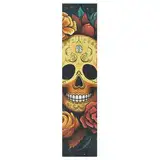 KAAVIYO Bunte Totenköpfe Goldene Rose Muster Skateboard Griptape Rutschfest Selbstklebend Longboard Griptapes Aufkleber Griffband(9x33in,44x10in 1pcs)