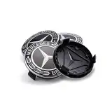 WENRENMK 4 Stück Radnabenkappen, Rad Zentrum Kappen kompatibel mat Benz, 75mm Nabenkappen, ABS Material Nabendeckel (Schwarz)
