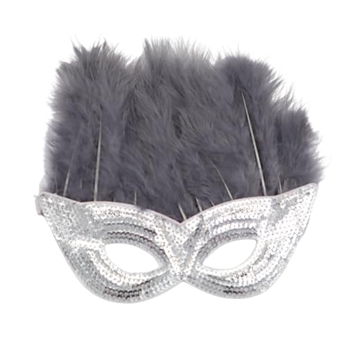 Sunfashion Karnevalstiermasken,Cosplay Maske Maske Maskenball Damen Maskenball Mit Federmaske Silber Maskerade Venezianische Masken Fasching