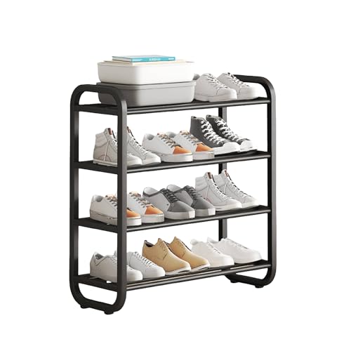 Shakub Schuhregal mit 4 Ebenen,Schuhständer aus Metall,Schuh-Organizer,einfache Montage,platzsparend Schuhablage für Flur,Wohnzimmer, Schlafzimmer, Eingangsbereich,60 x 23 x 58 cm