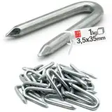 Krampen Stahlkrampen Zaunbau U-Nägel Diamantspitze Krampennägel U Klammer Verzinkt 3,5 x 35 mm 1 kg (ca.210 Stk.)