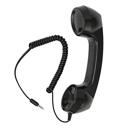 Retro 3,5-mm-Telefonhörer, Multifunktionaler, Strahlungsfreier Handtelefonempfänger, One-Touch-Bedienung für Handy-Computer (Schwarz)