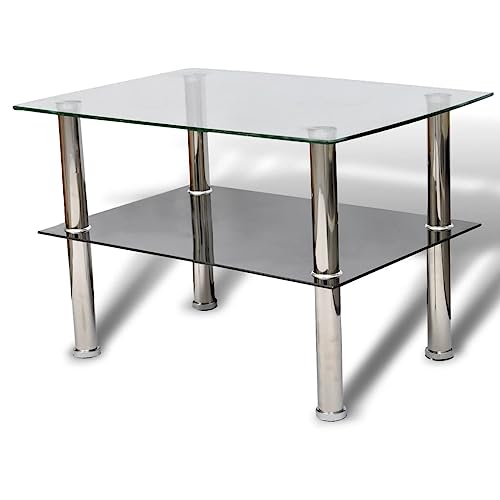 vidaXL Couchtisch Glas 2 Ebenen Tisch Beistelltisch Wohnzimmertisch Glastisch