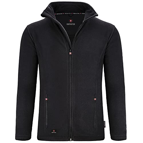 Northster Herren Fleecejacke Fleece Zipper Männer Outdoorjacke Outdoor Übergangsjacke Wanderjacke Sweatshirtjacke Arbeitsjacke Jacke warm leicht sportlich weich kuschelig schwarz schwarze N966 4XL