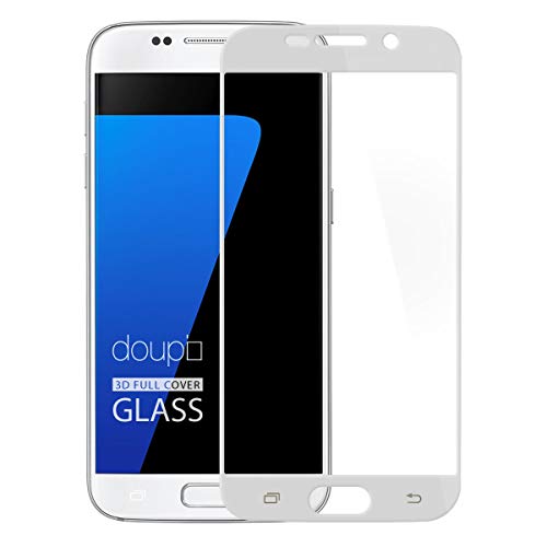 doupi FullCover Panzerfolie für Samsung Galaxy S7, Preimium 9H Hartglas HD Displayschutz Anti Kratzer Glas Schutzfolie, weiß