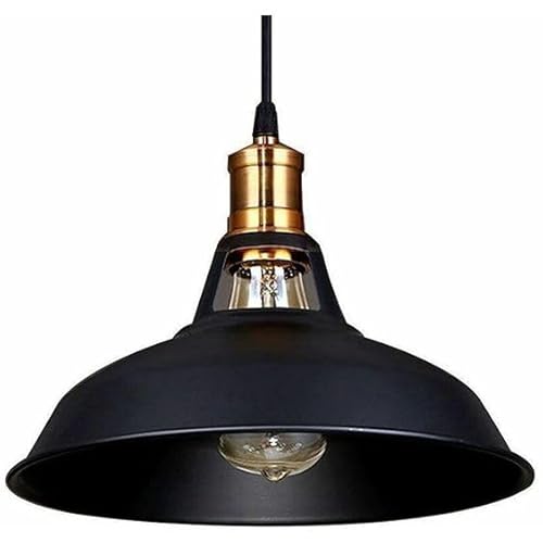 Moderne Retro-Lampenschirme aus Metall, einfache Montage-Lampenschirme, für industrielle Hängeleuchten, Schlafzimmer, Küche, Badezimmer, antiker Lampenschirm (Schwarz Innen Schwarz)