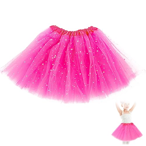 WUSANNA Tütü Damen,Damen Tüllrock,Teen Tütü Rock,Retro 80er Party Halloween Karneval Party Kostüm,für 2~7 Jahre Baby Kinder Mädchen Frauen Prinzessin Ballett Tanz(Rosarot)