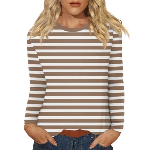 Top Longshirt Damen Overall Damen Elegant Weihnachtsshirt Damen Langarm Crop Tops Damen Rock Herzen Henley Shirt Damen Langarm Black Glitzer Shorts Damen Oktoberfest Outfit Braun 3XL