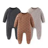 JELYLOVE Baumwolle Langarm Baby Jungen Mädchen Strampler 0-12 Monate Neugeborene Bekleidung 3er-Pack