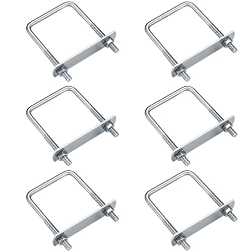 6 Stück Bügelschrauben M6, U Bolzen, Vierkant-Bügel, U-Bügel mit Mutter Rahmen und Gegenplatte, 304 Edelstahl Bügelschraube für Abschleppen von Autos Schiffen Reparatur (Rechter Winkel 80x50mm)
