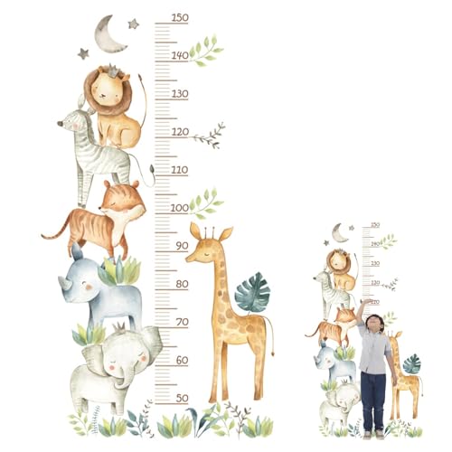 Messlatte für Kinder,Waldtiere Wandaufkleber, messlatte kind wandtattoo, Wandtattoo Kinderzimmer, Kinder Höhe Diagramm Wandsticker, Kinderzimmer Deko für Jungen und Mädchen, 50-150cm