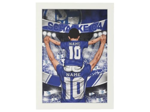 Deko Geschenk Lampe passend für 1.FC Schalke 04 Fans - Personalisierte Lampe mit Name und Trikotnummer für Vater und Kind - perfekte Fußballlampe für emotionale Geschenke