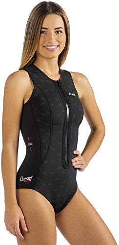 CRESSI Termico Lady Swimsuit 2 mm - Damen Schwimmanzug Ärmellos, aus Stark Dehnbarem 2mm Ultraspan Double Lined Neoprene, Schwarz/Logo RosaXL/5