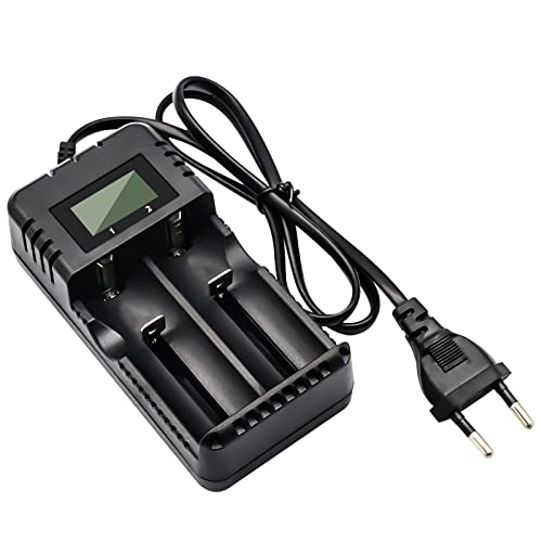 Akkuladegerät LCD-Display Li-Ion-Akkuladegerät Intelligente Schnellladung 2-Steckplatz-Kopf Kompatibel mit einer Vielzahl von 3,7 V 26650/18650/14500/16340 Li-Ion-Akkus (Small)