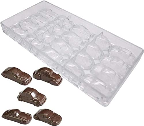 Schokoladenform aus Polycarbonat mit 20 Mulden, in Auto-Form, transparente Schokoladenform, Polycarbonat, klares Schokoladen-Backblech, handgefertigte Süßwarenhersteller,