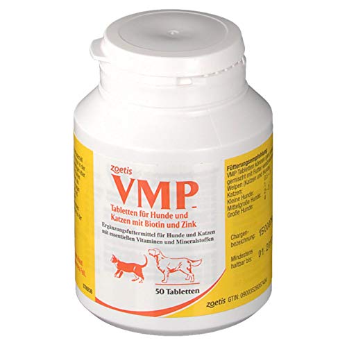 Zoetis VMP Tabletten | 50 Tabletten | Ergänzungsfuttermittel für Hunde und Katzen mit Proteinen und Mineralstoffen | Auch für säugende und tragende Muttertiere geeignet