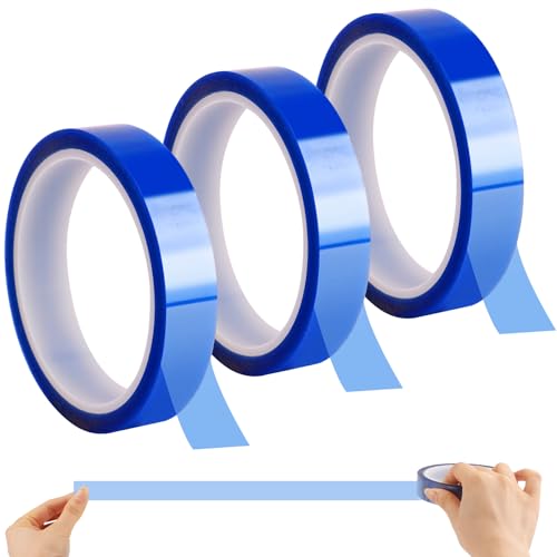 3 Rollen Hitzebeständiges Klebeband, Sublimation Klebeband, Hohen Temperaturen Klebeband Polyimid Nickelband Hitzeschutzband Elektronik Isolierband für Elektronische Leiterplatten（Blau 20mm × 33m）