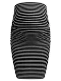 Herzmutter Umstandsrock - Rock für die Schwangerschaft - Mini-Länge - Bleistift-Umstands-Rock - aus Baumwolle - festes Material - doppellagiger Bauchteil - 6500 (Gestreift, XL)