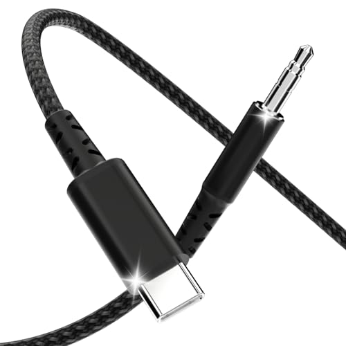 Aux Kabel, Audio Kabel 3,5mm Klinke auf Klinke Stereo klinkenkabel 3,5 [1,2M] Nylon Geflochtenes Klinkenkabel für Autoradio, Kopfhörer, Stereoanlage, PC, Handy, Tablet (USB C auf Klinke AUX Kabel)