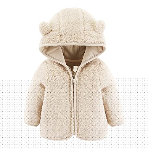 Jacke für Neugeborene, Babys, Mädchen, Jungen, Bärenohren, Kapuze, Oberbekleidung, Reißverschluss, warmer Wintermantel, khaki, 0-6 Months