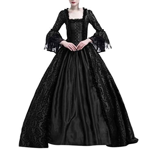 Briskorry Damen Mittelalter Gothic Kleid mit Spitze Viktorianisches Rokoko Abendkleider Cosplay Partykleid Tanzparty Ballkleid Retro Freizeitkleider Faltenrock Maxikleider