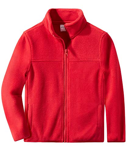 Spring&Gege Jungen Mädchen Polar-fleecejacke Full Zip Outdoor Fleece Jacke Vliesjacke für Kinder, Rot, 7-8 Jahre(M/128 134)