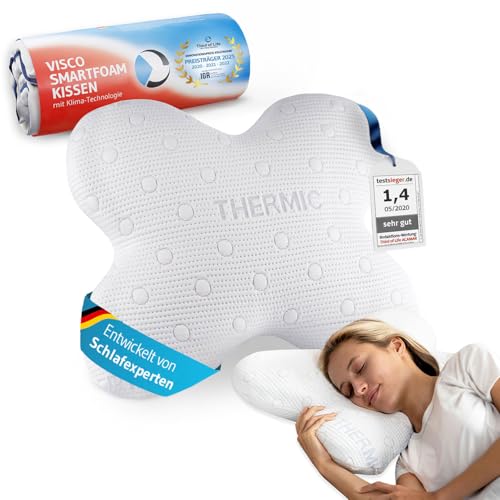 Seitenschläferkissen ACAMAR von Third of Life - einem Preisträger des Innovationspreis Ergonomie 2025 | Kopfkissen mit thermoregulierendem Bezug | Ergonomischer Memory Foam | Anti Schnarch HWS Kissen