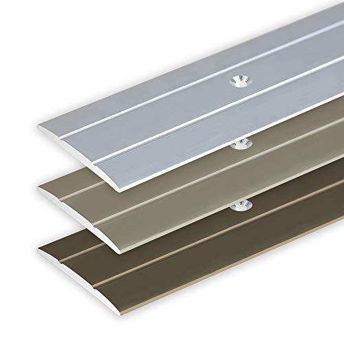 Toolerando Übergangsprofil Übergangsleiste Bodenleiste aus Aluminium zum Schrauben, Profil 90 cm x 36 mm x 2,5 mm, Silber