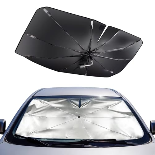 Mulor Sonnenschutz Auto Frontscheibe Faltbar Windschutzscheibe Sonnenschirm Auto Biegsame Stützstange 360° drehbar