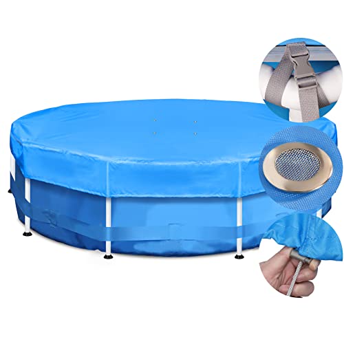Sekey Poolabdeckung Rund 305cm für Metallrahmenpools, 420D Reißfest Oxford Poolplane, Sommer & Winter Abdeckplane Pool Rund, Wind- und Staubabweisend, Einfache Installation, Blau