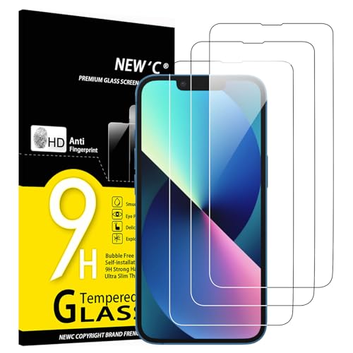 NEW'C 3 Stück für iPhone 14,iPhone 13,iPhone 13 Pro für Panzerglas (6,1 Zoll), Frei von Kratzern, 9H Härte, HD Displayschutzfolie, 0.33mm Ultra-klar, Ultrabeständig