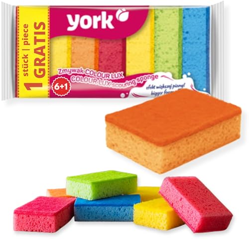 York Prestige Spülschwamm 7er Set Topfreiniger Geschirrschwamm Küchenschwamm Reinigungsschwamm Scheuerschwamm Küche 10 x 7 x 3 cm 7 Stück, Schaum, viele Farben, Standard, 7