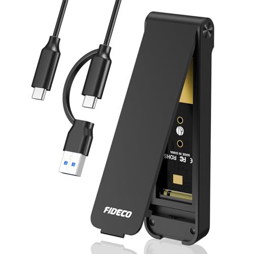 FIDECO M.2 NVME Gehäuse, 10Gbps M2 SSD Gehäuse, USB 3.2 Gen 2 NVMe zu USB Adapter für NVMe PCIe M-Key/M+B Key, Sandwich-Design, Werkzeuglose Installation, Unterstützung von UASP und Trim