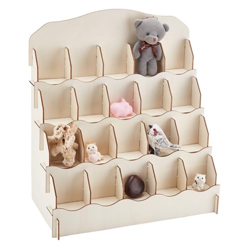 PH PandaHall 4 Etagen Kartenständer 20 Regale Aufkleber Display Rack Grußkartenständer aus Holz Tragbarer Aufkleber-Display-Ständer für Ladentheke Vendo