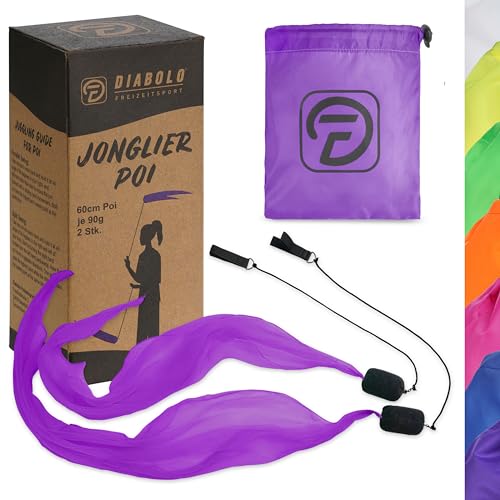 Diabolo Freizeitsport UV leucht Poi in Lila - Angel Wings Spinning Pois. Spiral Pois, Soft-Pois für Anfänger und Profis