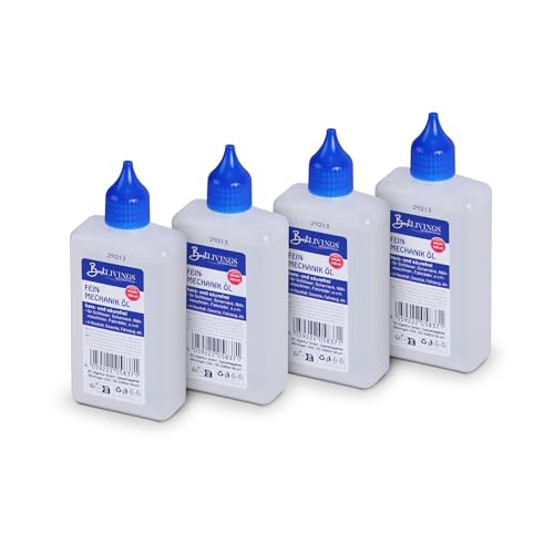 4 x 100 ml Flasche Feinmechaniköl - Harzt nicht & geruchsneutral - Haushaltsöl Universalöl Nähmaschinenöl - Ideal für feinmechanische Komponenten